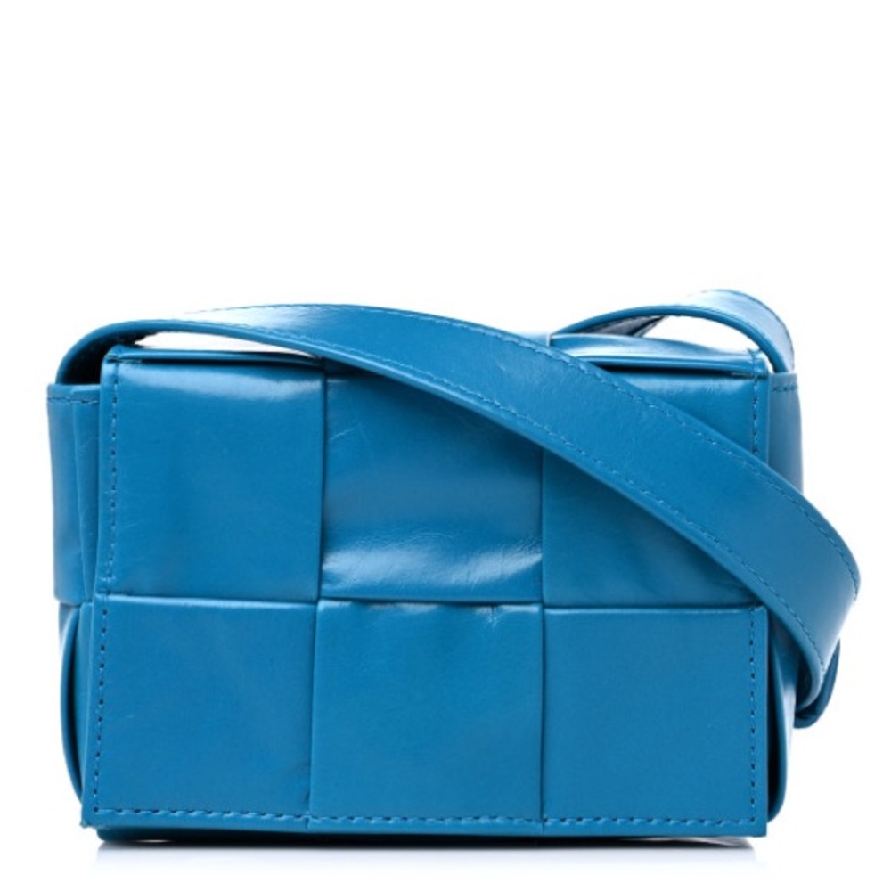 Bottega Veneta Blue Paper Calfskin Maxi Intreccio Extra Mini Cassette Bag
